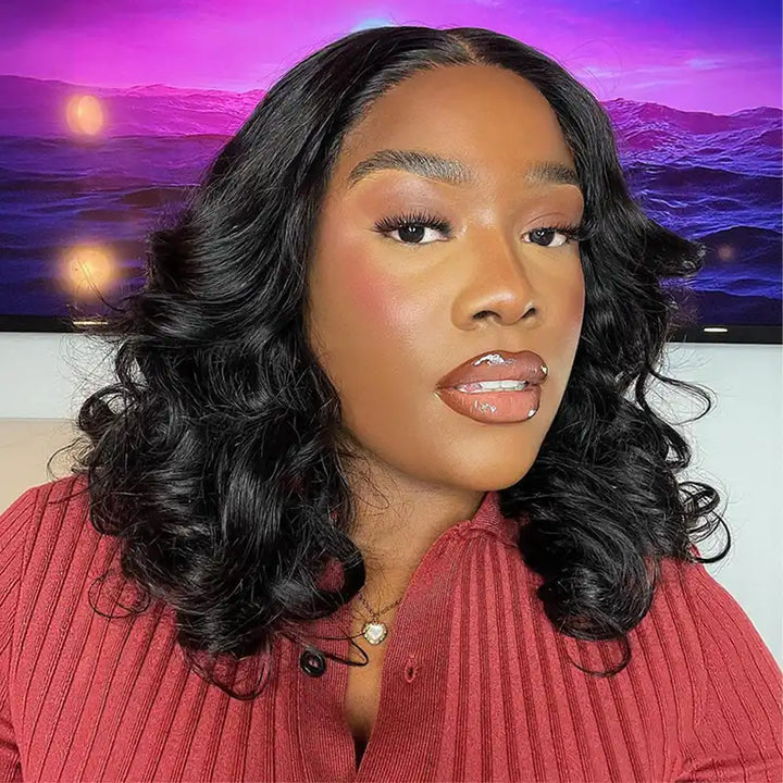 $99 = 2 Wigs | 13x4 Lace Front Roll Hair Wig & Bob Short Human Hair Straight Wig With Bang