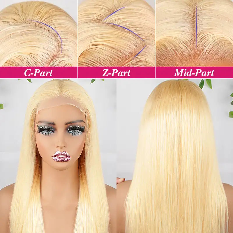 $99 = 2 Wigs | 18" 613 Blonde 5x5 Lace Human Hair Wig & Short 1B Straight Wig with Bang