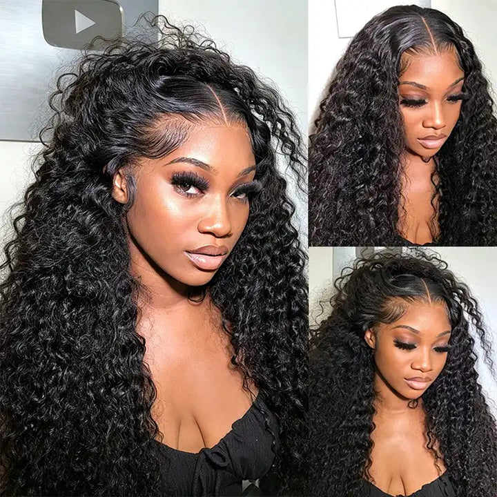 13x4 Tranparent Lace Front Human Hair Deep Wave Wigs