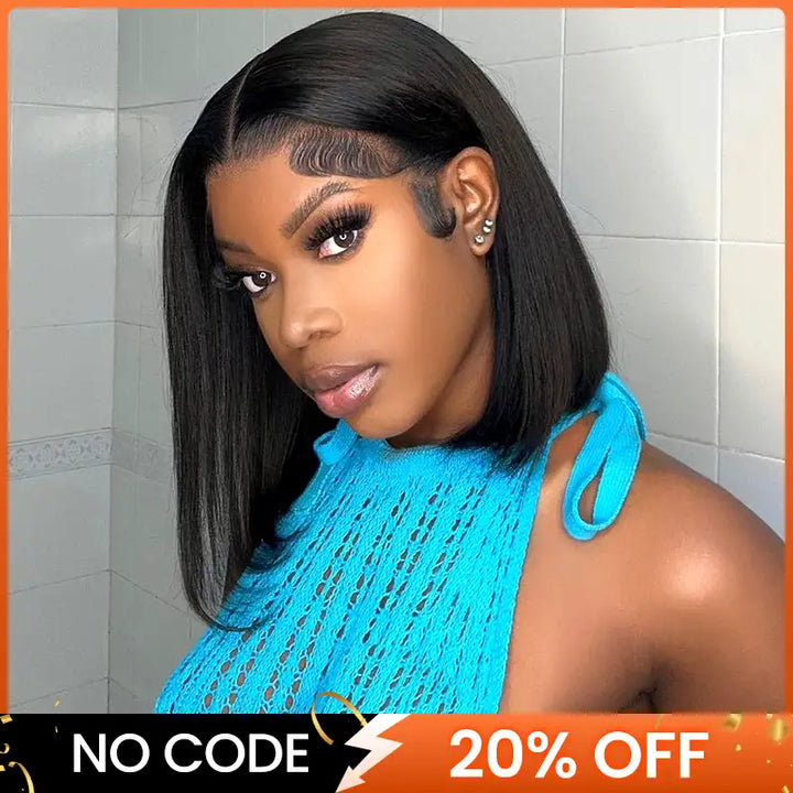 13x4 Lace Frontal Straight Hair Bob Wig Natural Color