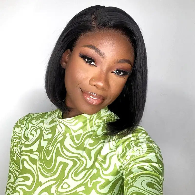 13x4 Lace Frontal Straight Hair Bob Wig Natural Color