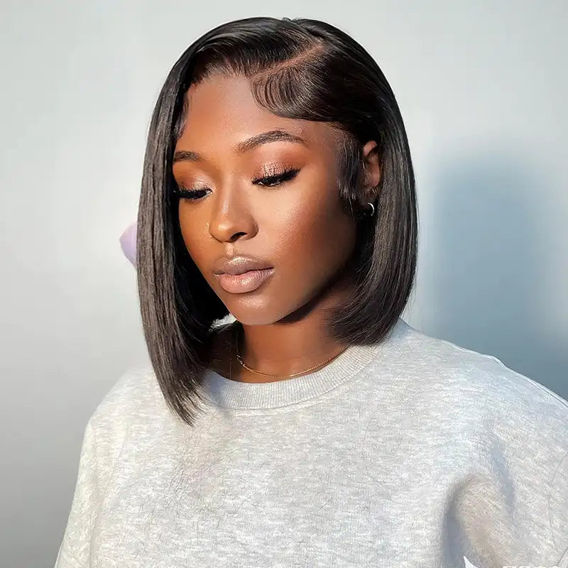 13x4 Lace Frontal Straight Hair Bob Wig Natural Color