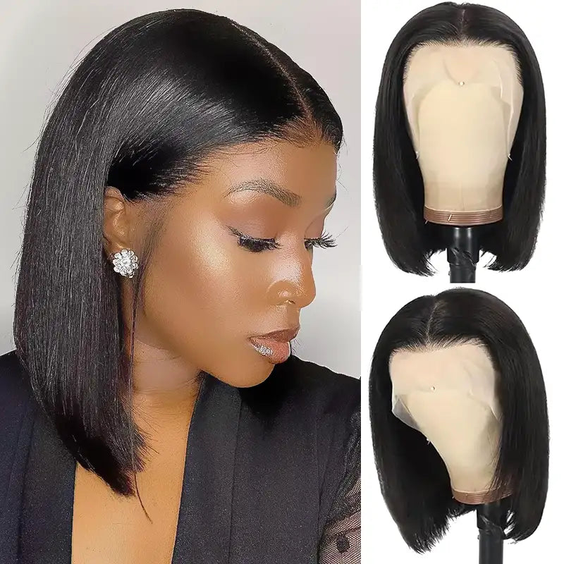 13x4 Lace Frontal Straight Hair Bob Wig Natural Color