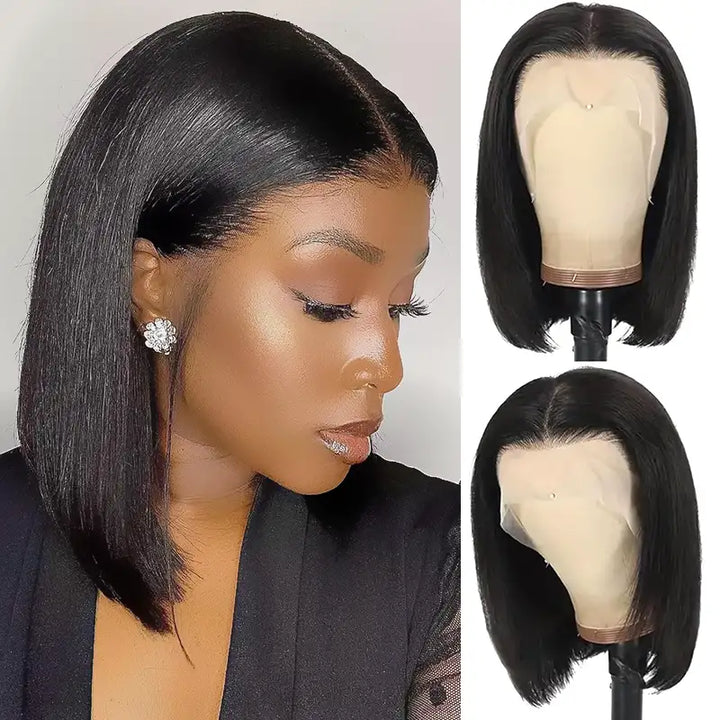 13x4 Lace Frontal Straight Hair Bob Wig Natural Color