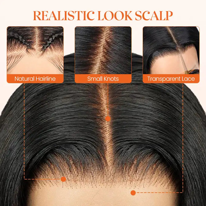 Pelucas frontales de encaje transparente con ondas corporales de 13x4, cabello humano prearrancado 