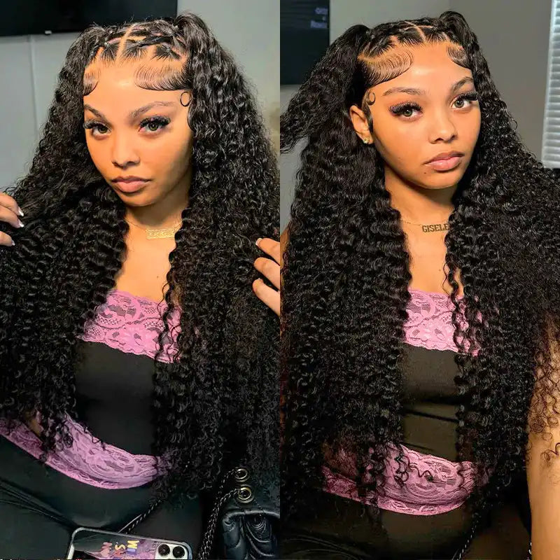 Perruques en cheveux humains ondulés profonds avec dentelle frontale transparente 13x4 