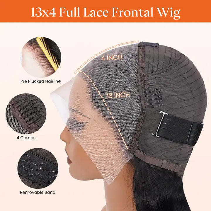 Perruques en cheveux humains ondulés profonds avec dentelle frontale transparente 13x4 