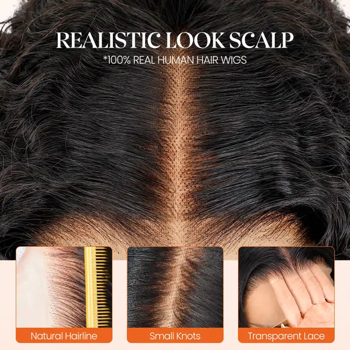 Perruques en cheveux humains ondulés profonds avec dentelle frontale transparente 13x4 