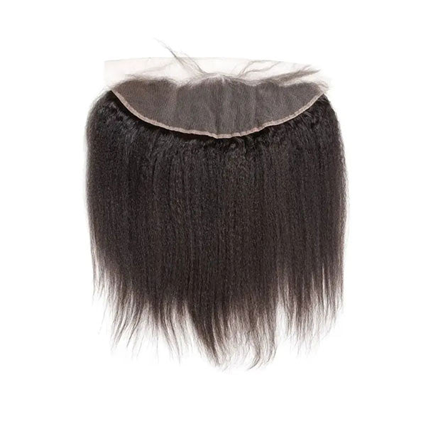 Kinky Straight 4 Bundles with 13X4 Transparent Lace Frontal Glueless Natural Look