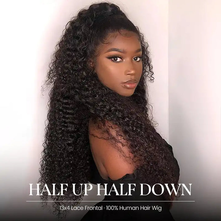 13x4 HD Transparent Lace Frontal Jerry Curly Human Hair Wig