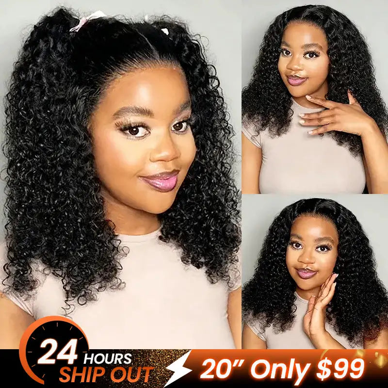 13x4 HD Transparent Lace Frontal Jerry Curly Human Hair Wig
