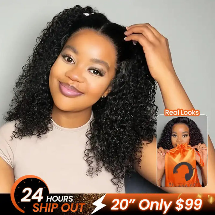 13x4 HD Transparent Lace Frontal Jerry Curly Human Hair Wig