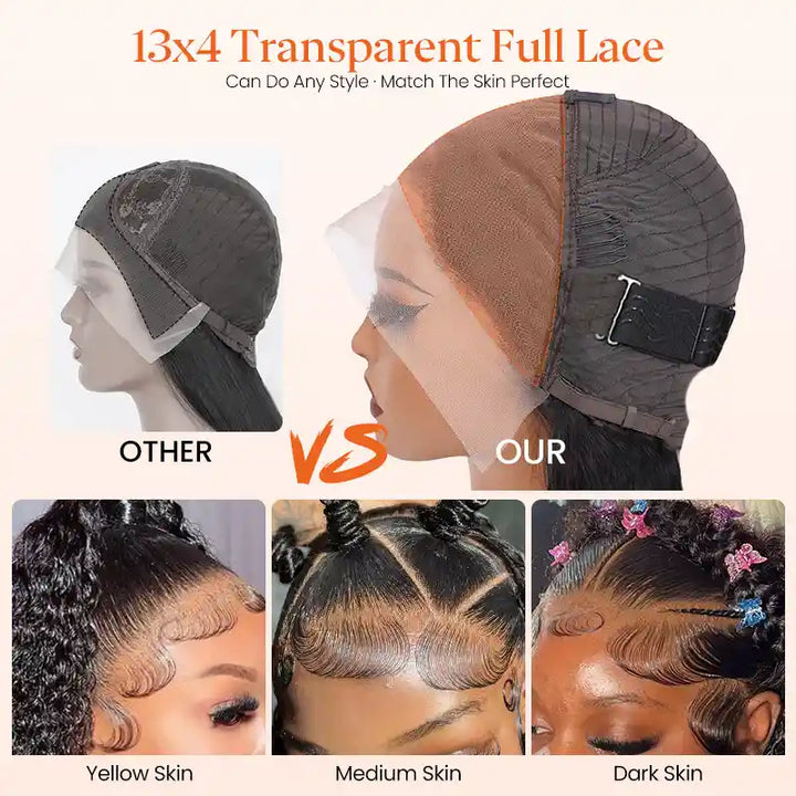 Perruque en cheveux humains bouclés Jerry avec dentelle frontale transparente 13x4 