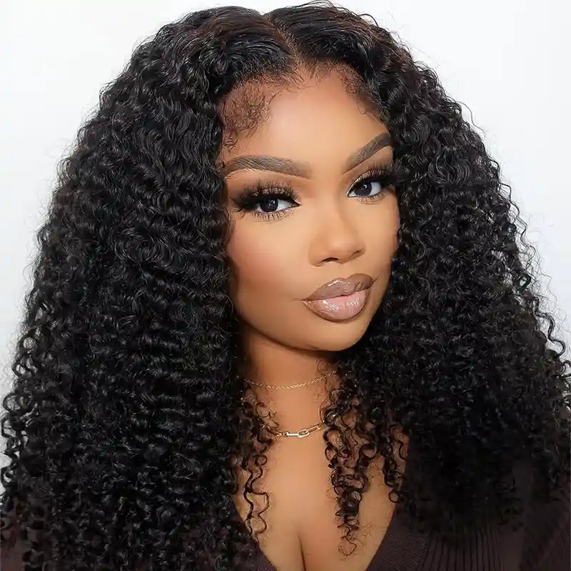 Perruque en cheveux humains bouclés Jerry avec dentelle frontale transparente 13x4 