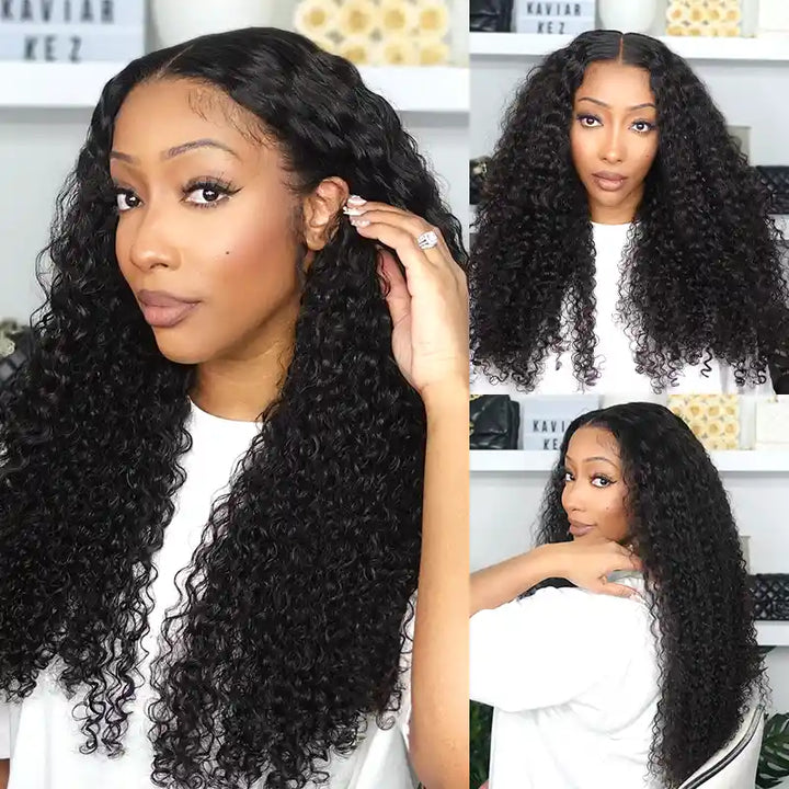 Perruque en cheveux humains bouclés Jerry avec dentelle frontale transparente 13x4 