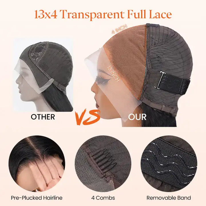 Kinky Straight 13x4 Lace Front Human Hair Wigs for Women