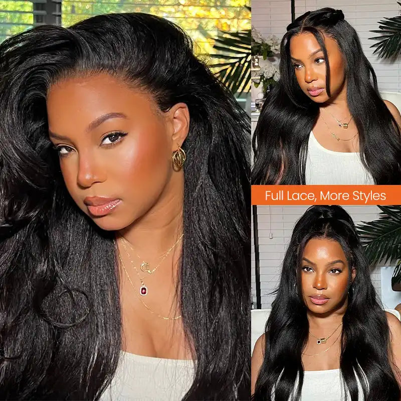 Kinky Straight 13x4 Lace Front Human Hair Wigs for Women