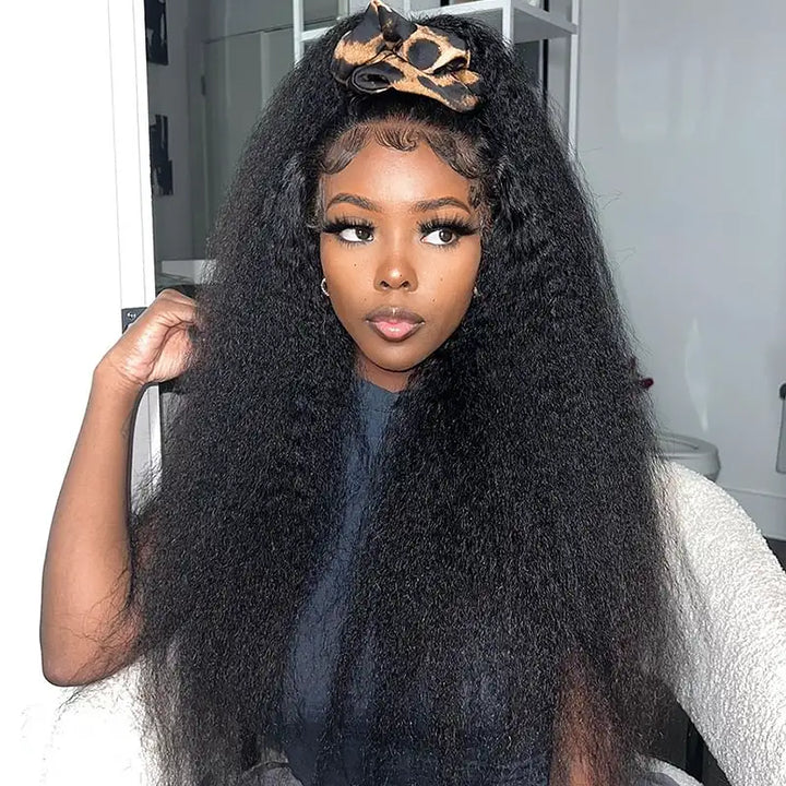 Kinky Straight 13x4 Lace Front Human Hair Wigs for Women