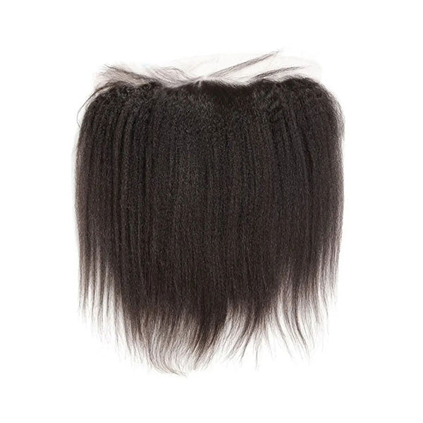 Kinky Straight 4 Bundles with 13X4 Transparent Lace Frontal Glueless Natural Look