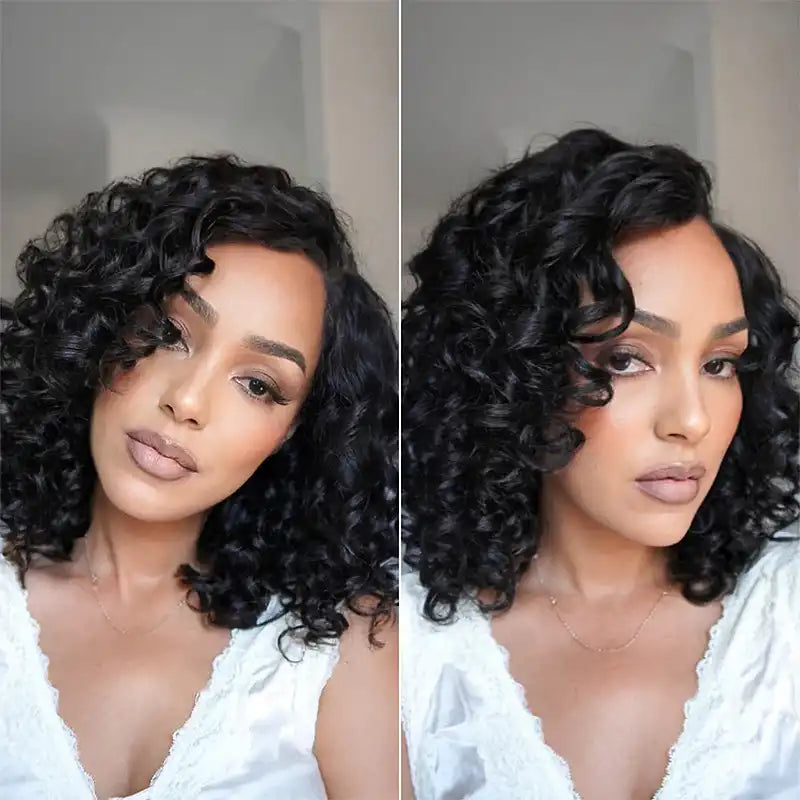 Perruque en dentelle transparente bouclée en spirale brun chocolat 13x4 avec ligne de cheveux naturelle 