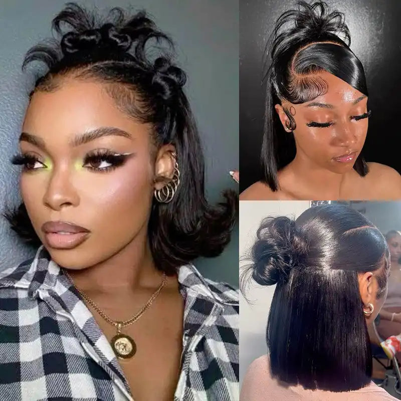 13x4 Lace Frontal Straight Hair Bob Wig Natural Color