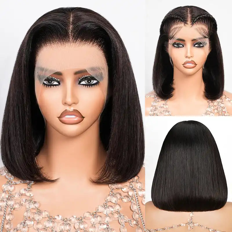 13x4 Lace Frontal Straight Hair Bob Wig Natural Color