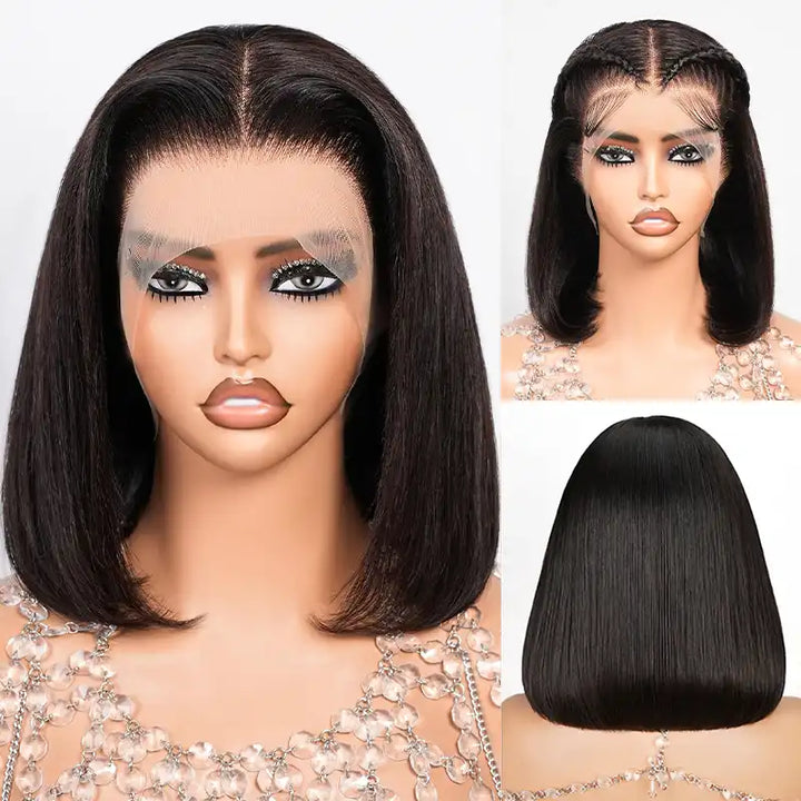 13x4 Lace Frontal Straight Hair Bob Wig Natural Color