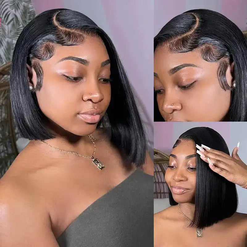 13x4 Lace Frontal Straight Hair Bob Wig Natural Color