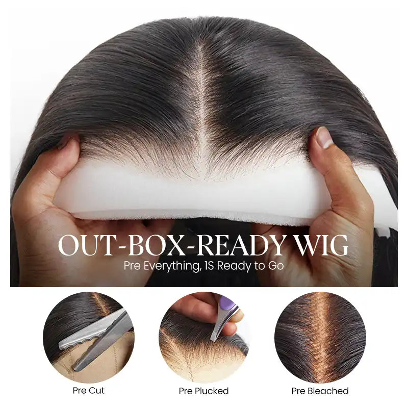Perruque en cheveux humains lisses avec dentelle frontale transparente 13x4 