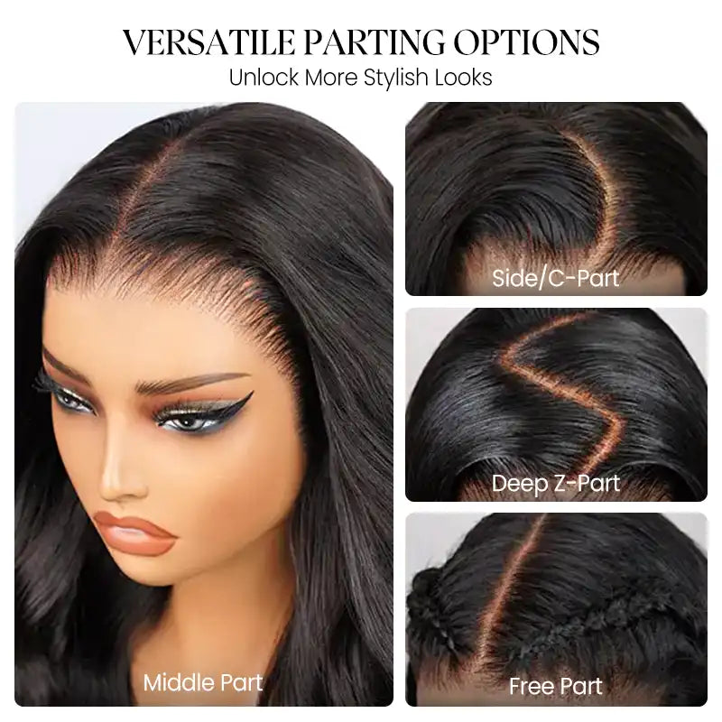 Perruque en cheveux humains lisses avec dentelle frontale transparente 13x4 