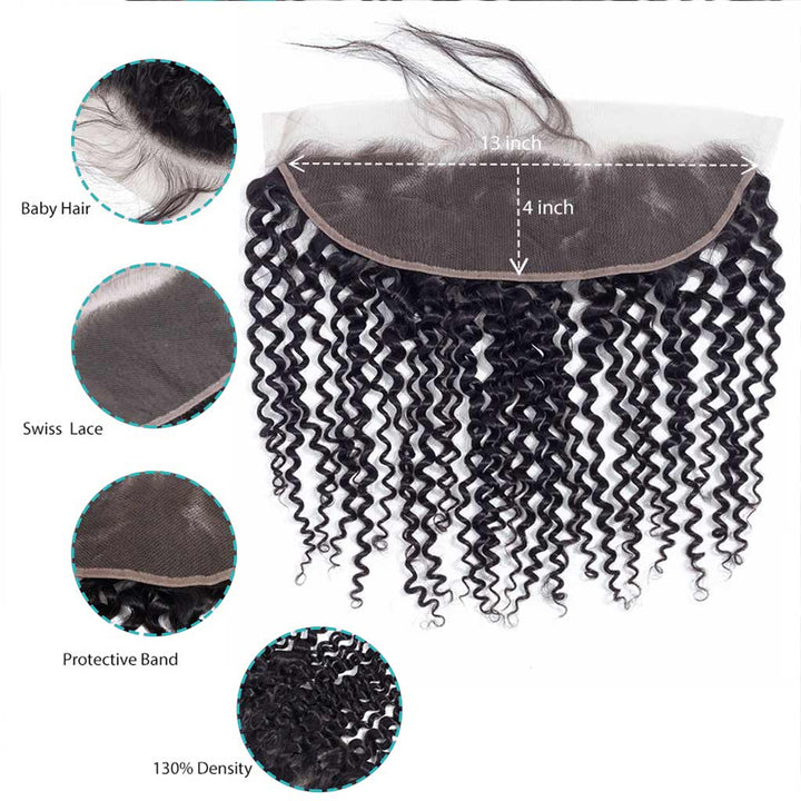 Jerry Curly Human Hair 13x4 Transparent Lace Front