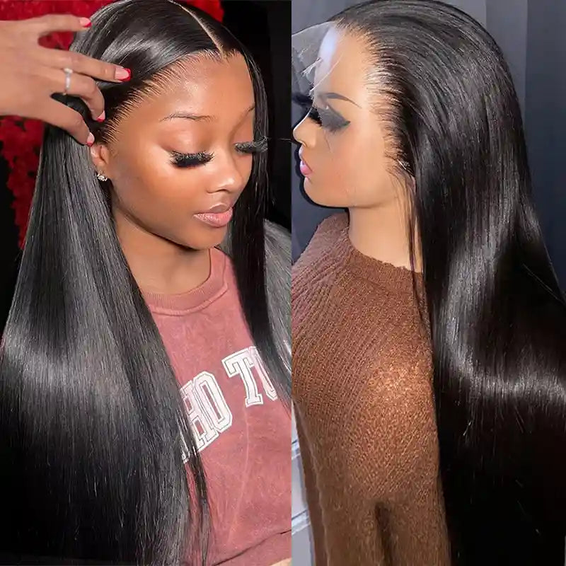 13x6 HD Lace Straight Frontal Wig ¨C Soft, Silky, Pre-Plucked Human Hair