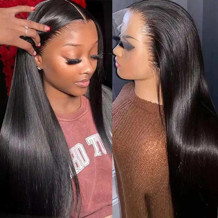 13x6 HD Lace Straight Frontal Wig ¨C Soft, Silky, Pre-Plucked Human Hair