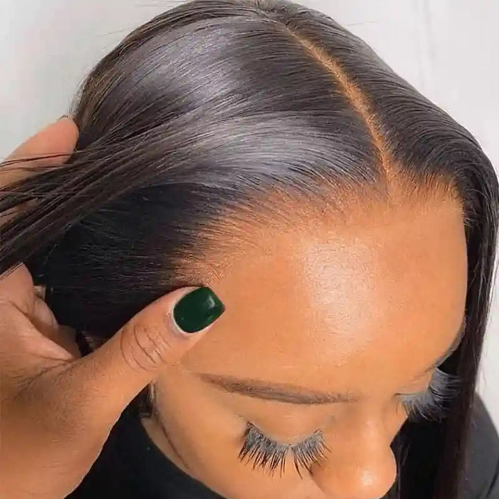 13x6 HD Lace Straight Frontal Wig ¨C Soft, Silky, Pre-Plucked Human Hair