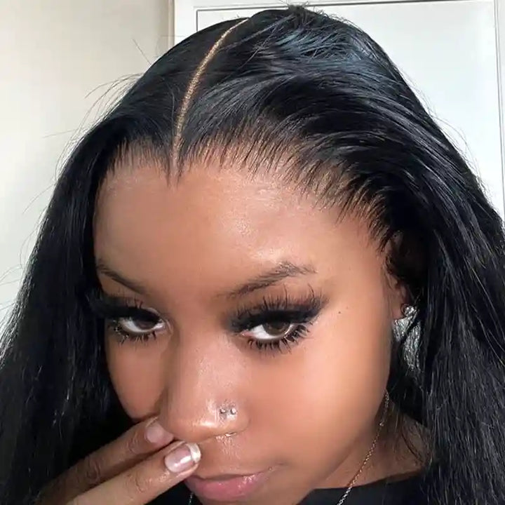 13x6 HD Lace Straight Frontal Wig ¨C Soft, Silky, Pre-Plucked Human Hair