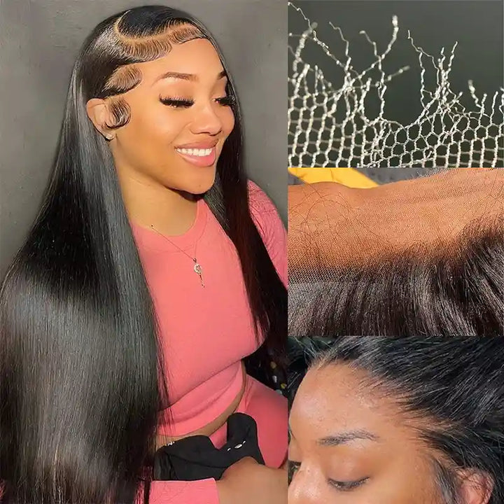 13x6 HD Lace Straight Frontal Wig ¨C Soft, Silky, Pre-Plucked Human Hair