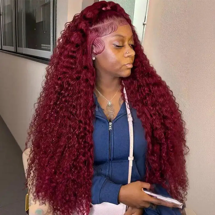 13x6 Jerry Curly Lace Front Human Hair Wig – Pre-Bleached, Natural & Colored