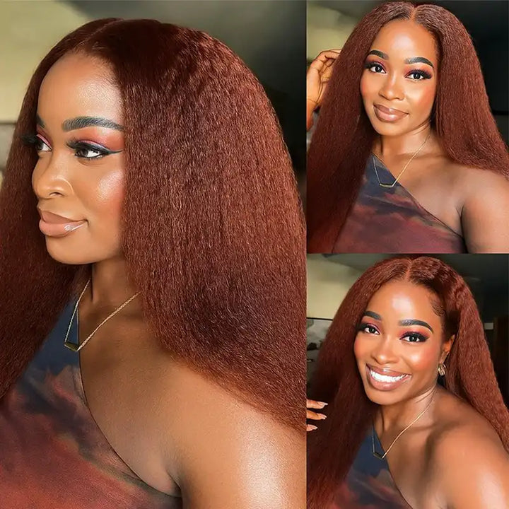 13x6 Kinky Straight Lace Front Human Hair Wig – Pre-Plucked, Full & Long-Lasting