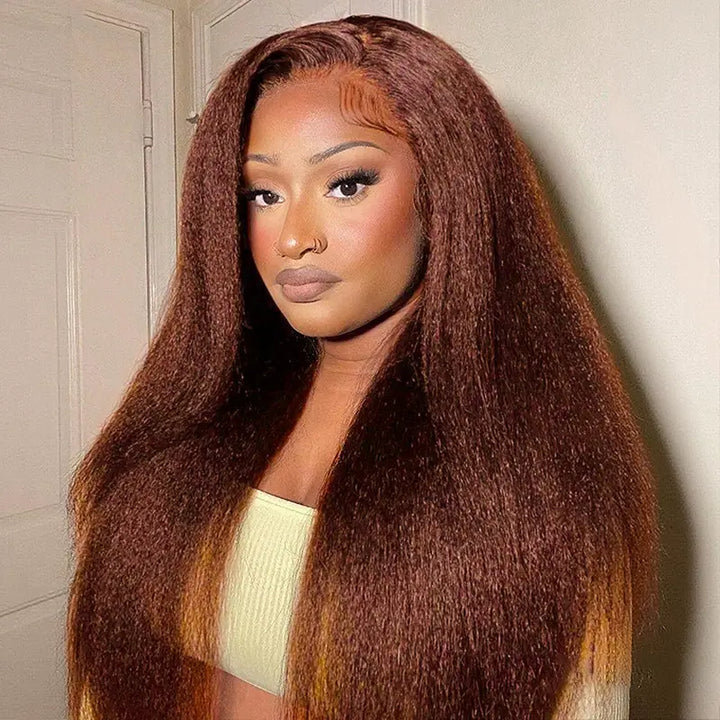 13x6 Kinky Straight Lace Front Human Hair Wig – Pre-Plucked, Full & Long-Lasting