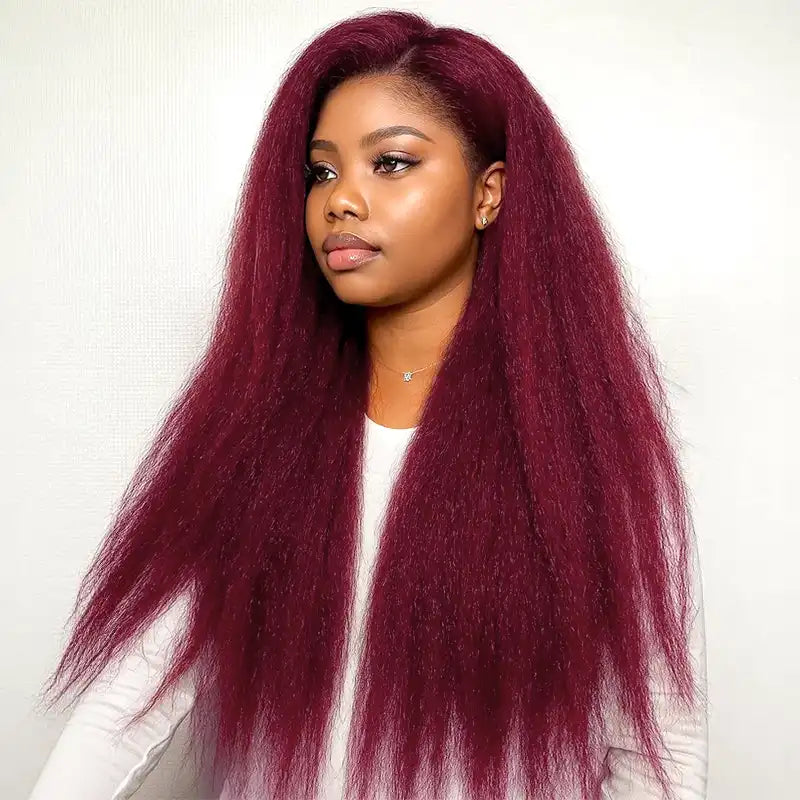 13x6 Kinky Straight Lace Front Human Hair Wig – Pre-Plucked, Full & Long-Lasting