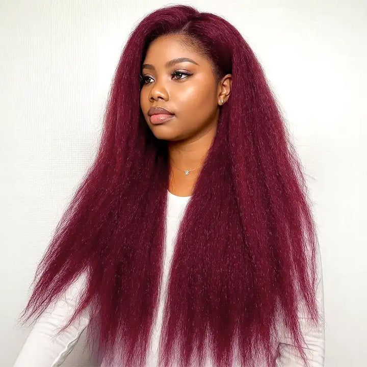 13x6 Kinky Straight Lace Front Human Hair Wig – Pre-Plucked, Full & Long-Lasting