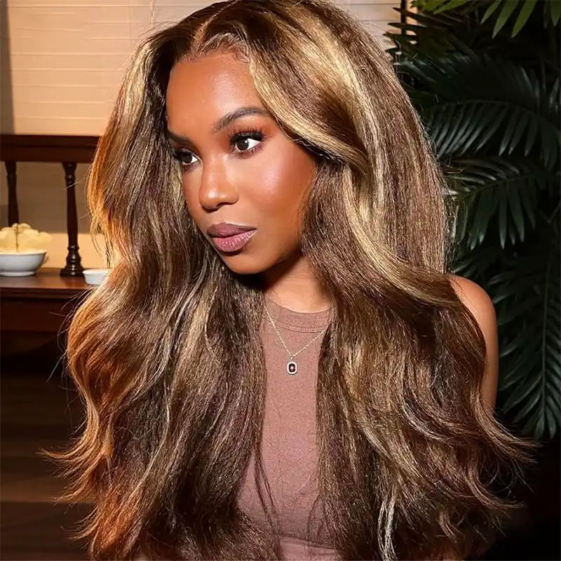 13x6 Kinky Straight Lace Front Human Hair Wig – Pre-Plucked, Full & Long-Lasting