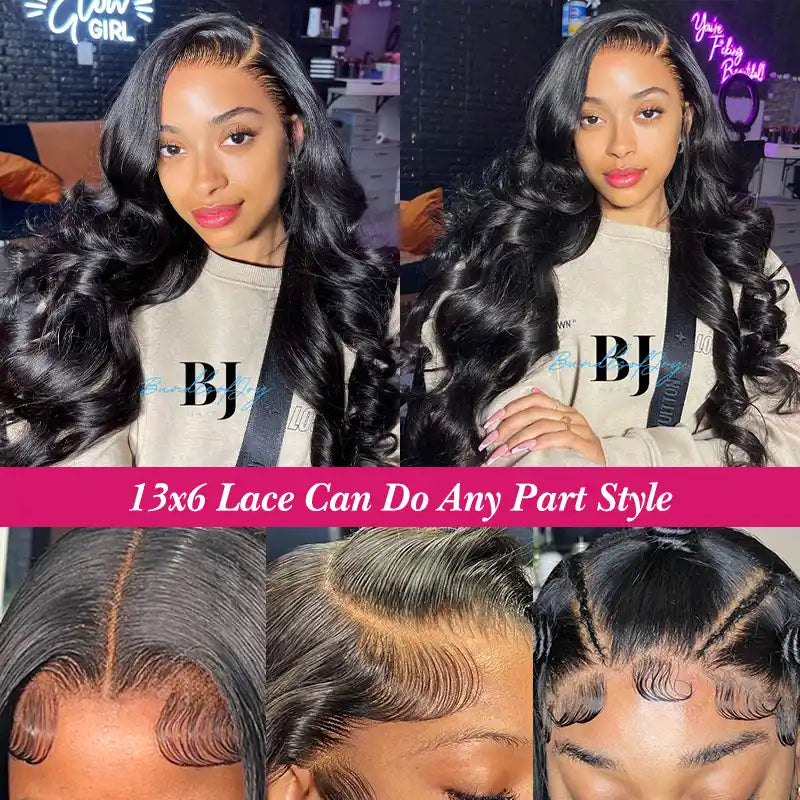 13x6 Transparent Lace Front Body Wave Wig – Real Human Hair, Free Styling