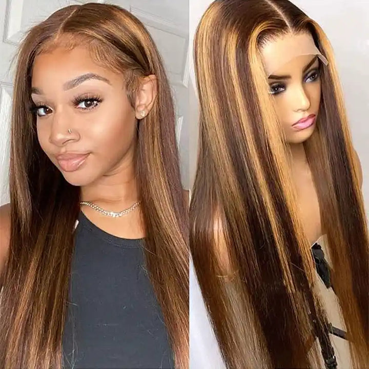 13x6 Transparent Lace Front Straight Wig – Human Hair, Multiple Color Options