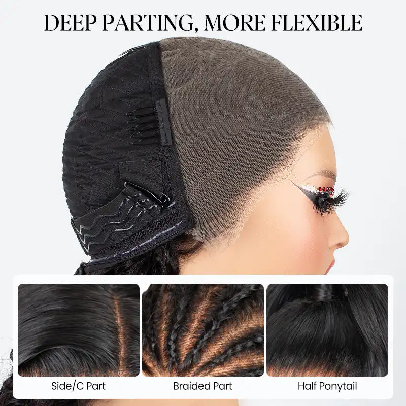 Peluca de cabello humano liso con encaje frontal transparente de 13 x 4 