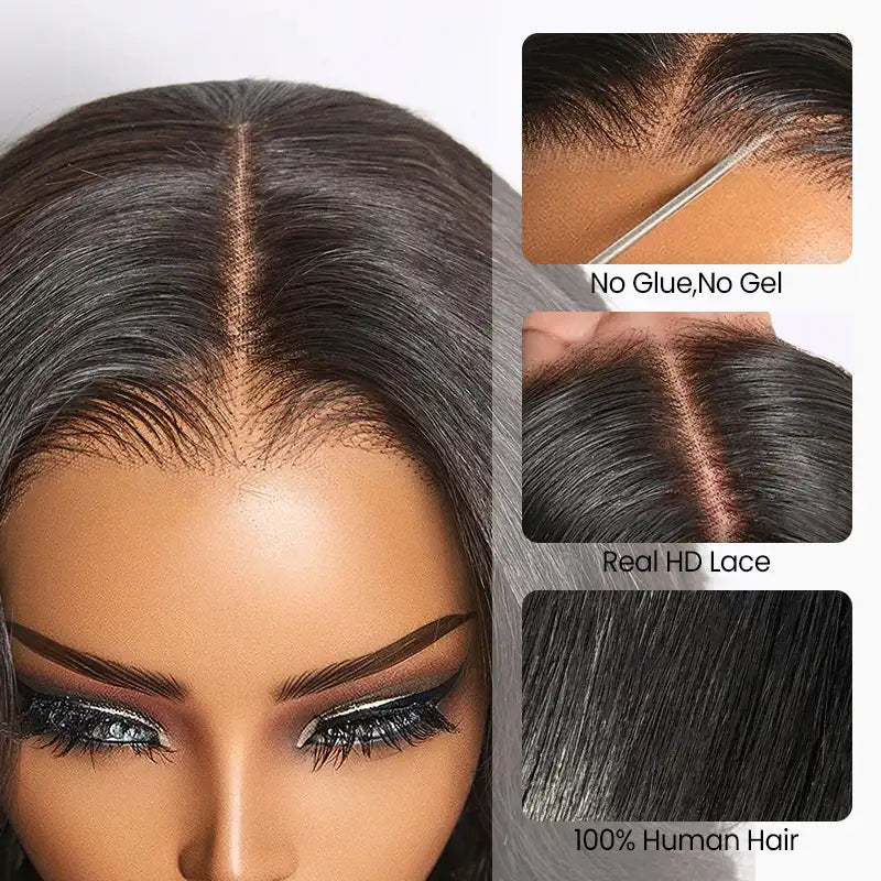 Peluca de cabello humano liso con encaje frontal transparente de 13 x 4 