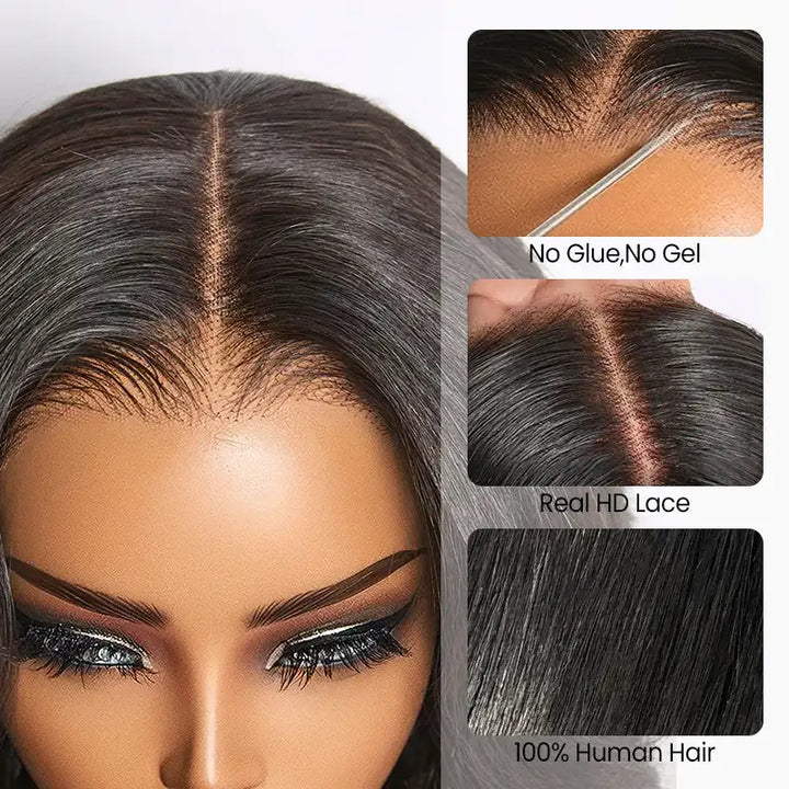 Peluca de cabello humano liso con encaje frontal transparente de 13 x 4 