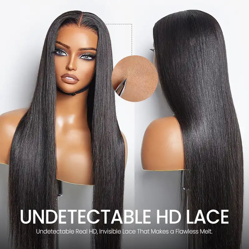 Peluca de cabello humano liso con encaje frontal transparente de 13 x 4 