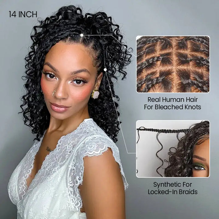 13x6 HD Lace Boho Braided Curly Wig Drawstring Glueless Human Hair Wig