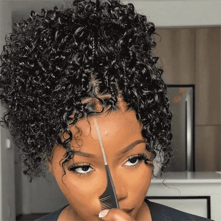 13x6 HD Lace Boho Braided Curly Wig Drawstring Glueless Human Hair Wig
